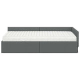 Struttura Letto Angolare con Materasso 2 pcs Grigio Tessuto