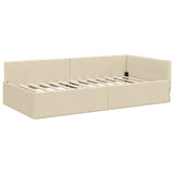 Struttura Letto Angolare con Materasso 2 pcs Crema Tessuto