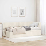 Struttura Letto Angolare con Materasso 2 pcs Crema Velluto