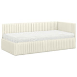 Struttura Letto Angolare con Materasso 2 pcs Crema Velluto