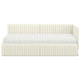 Struttura Letto Angolare con Materasso 2 pcs Crema Velluto