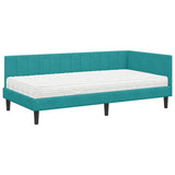 Struttura Letto Angolare con Materasso 2 pcs Turchese Velluto
