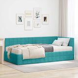 Struttura Letto Angolare con Materasso 2 pcs Turchese Velluto