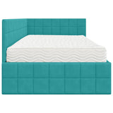 Struttura Letto Angolare con Materasso 2 pcs Turchese Velluto