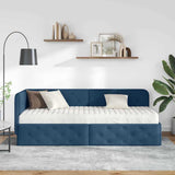 Cornice del letto ad angolo Blu 80 x 200 cm Tessuto