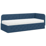 Cornice del letto ad angolo Blu 80 x 200 cm Tessuto