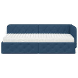 Cornice del letto ad angolo Blu 80 x 200 cm Tessuto