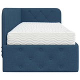 Cornice del letto ad angolo Blu 80 x 200 cm Tessuto