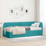 Cornice del letto ad angolo Turchese 80 x 200 cm Velluto