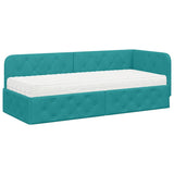 Cornice del letto ad angolo Turchese 80 x 200 cm Velluto