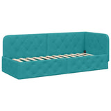 Cornice del letto ad angolo Turchese 80 x 200 cm Velluto