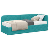 Cornice del letto ad angolo Turchese 80 x 200 cm Velluto