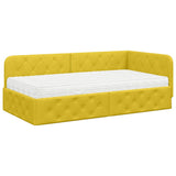 Cornice del letto ad angolo Giallo 90 x 190 cm Velluto