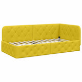 Cornice del letto ad angolo Giallo 90 x 190 cm Velluto