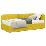 Cornice del letto ad angolo Giallo 90 x 190 cm Velluto