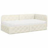 Cornice del letto ad angolo Crema 90 x 190 cm Velluto