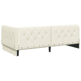 Cornice del letto ad angolo Crema 90 x 190 cm Velluto