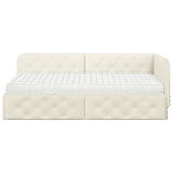 Cornice del letto ad angolo Crema 90 x 190 cm Velluto
