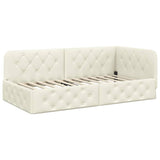 Cornice del letto ad angolo Crema 90 x 190 cm Velluto
