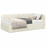 Cornice del letto ad angolo Crema 90 x 190 cm Velluto