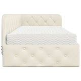 Cornice del letto ad angolo Crema 90 x 190 cm Velluto