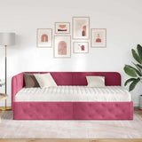 Cornice del letto ad angolo Rosso Vino 90 x 200 cm Velluto
