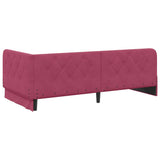 Cornice del letto ad angolo Rosso Vino 90 x 200 cm Velluto