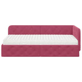 Cornice del letto ad angolo Rosso Vino 90 x 200 cm Velluto