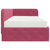 Cornice del letto ad angolo Rosso Vino 90 x 200 cm Velluto