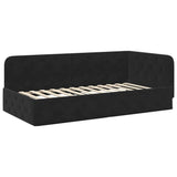Cornice del letto ad angolo Nero 90 x 200 cm Velluto