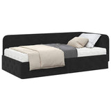Cornice del letto ad angolo Nero 90 x 200 cm Velluto