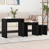 Tavolino da salotto 3 pcs Rovere Nero Legno truciolato