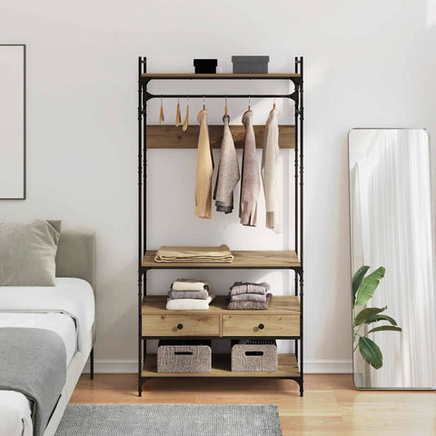 Guardaroba con cassetto rovere artigianale 89 x 39 x 184.5 cm