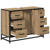 Mobile da Bagno con cassetto Rovere artigianale 80 x 33 x 60 cm