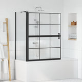 Schermo per Bagno e Doccia Nero e trasparente 116 x 68 x 128 cm