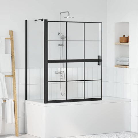 Schermo per Bagno e Doccia Nero e trasparente 116 x 68 x 128 cm