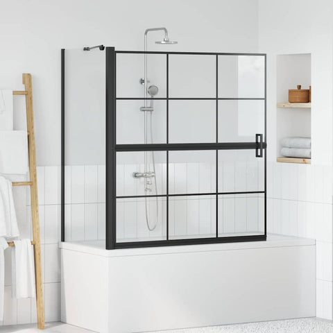 Schermo per Bagno e Doccia Nero e trasparente 116 x 68 x 128 cm