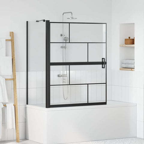 Schermo per Bagno e Doccia Nero e trasparente 116 x 68 x 128 cm