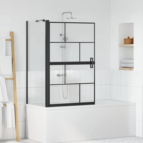 Schermo per Bagno e Doccia Nero e trasparente 116 x 68 x 128 cm