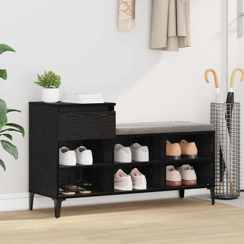 Mobile per scarpe con cassetto Rovere nero 102 x 36 x 60 cm