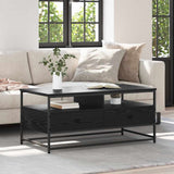 Tavolino da salotto con cassetto Rovere Nero 100 x 51 x 45 cm