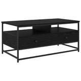 Tavolino da salotto con cassetto Rovere Nero 100 x 51 x 45 cm