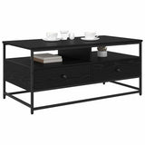 Tavolino da salotto con cassetto Rovere Nero 100 x 51 x 45 cm