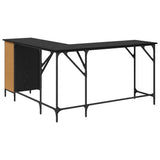 Scrivania Rovere Nero 141 x 141 x 75 cm Legno truciolato