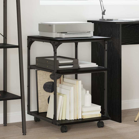 Supporto per Stampante Rovere Nero 43 x 48 x 64 cm