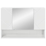 Mobiletto per specchio con porta Bianco Lucido 80 x 17 x 55 cm