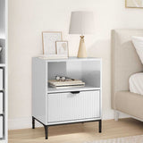Armadio da Notte con cassetto Bianco lucido 49 x 36 x 61 cm