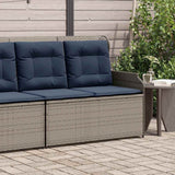 Panchina da giardino con cuscino Grigio e Blu Navy polyrattan