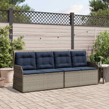 Panchina da giardino con cuscino Grigio e Blu Navy polyrattan