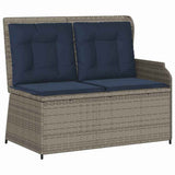 Panchina da giardino con cuscino Grigio e Blu Navy polyrattan
